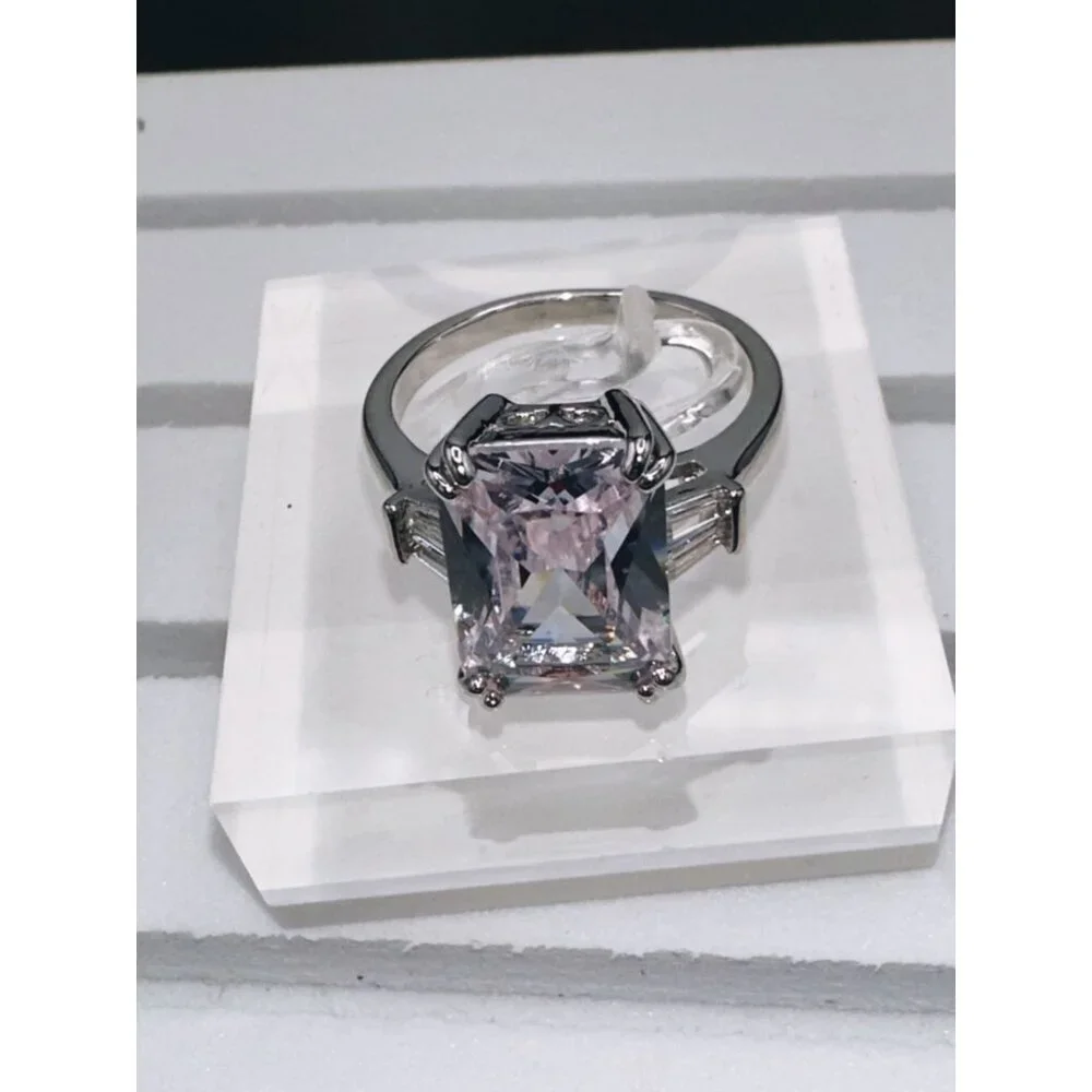 Silver Plated Cubic Zirconia Ring Size 6 - Picture 4 of 9